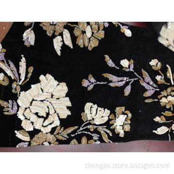 Big Flowers Sequin Mesh Embroider Fabric